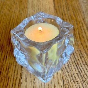 Clear Rippled Glass Candle Holder, For Single Candle Votive or Tea Light, Accent